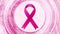 Breast cancer awareness month. Grunge circles and pink ribbon tape motion design