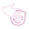 Breast cancer awareness month, hand self examination in the nipple, healthcare concept line icon