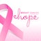 Breast cancer awareness month hope typography text and ping ribbon sign on white pink texture background banner vector design