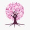 Breast cancer awareness month pink help hand tree