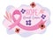 Breast cancer awareness month pink ribbon flowers branches design