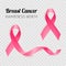 Breast cancer awareness month. Pink ribbon. Vector