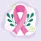 Breast cancer awareness month ribbon flowers leaves cartoon design