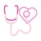 Breast cancer awareness month, stethoscope heart diagnosis, healthcare concept line icon