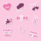 Breast cancer awareness month vector flat icons, stickers, labels, pins with slogan, phrases and symbols