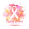 Breast Cancer Awareness Month Vector Ribbon imitation of watercolor background