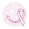 Breast cancer awareness month, world campaign pink ribbon, healthcare concept line icon
