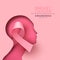 Breast cancer awareness papercut woman pink ribbon