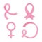 Breast cancer awareness pink ribbon different shapes vector design