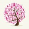 Breast cancer awareness pink ribbons conceptual tree EPS10 file.