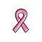 Breast cancer awareness ribbon doodle icon, vector illustration