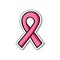 Breast cancer awareness ribbon doodle icon, vector illustration