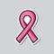 Breast cancer awareness ribbon doodle icon, vector illustration