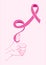 Breast cancer awareness ribbon human hand thumb dr