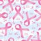 Breast cancer awareness ribbon sign seamless pattern