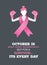 Breast cancer awareness vector with fighting girl