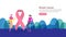 breast cancer day Awareness month with pink ribbon. female cartoon character together discussion talk for love support. web