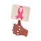 breast cancer, hand with placard