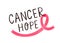 Breast cancer hope handwritten lettering. Women oncological disease awareness campaign slogan. Typography and pink