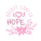 Breast cancer, hope label. Hand drawn vector illustration