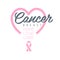 Breast cancer, hope, love, care label with heart. Vector illustration in pink colors