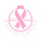 Breast cancer, hope, love label. Vector illustration in pink colors