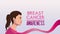 Breast cancer lettering animation with woman and ribbon