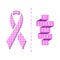 Breast cancer poster pink ribbon and text slogan, mockup for medical banner or flyer