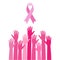 Breast cancer prevention and awareness concept.Breast cancer awareness background with human hands and pink ribbon