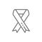 Breast cancer ribbon, malignant tumor, oncology, donation, volunteering line icon.