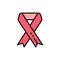 Breast cancer ribbon, malignant tumor, oncology, volunteering color line icon.