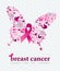 Breast cancer support poster pink ribbon butterfly