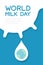 Breast cow milking with world milk droplet, World Milk Day concept flat design illustration