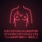 Breast pain neon light icon