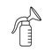 Breast pump icon. Linear logo of lactation. Black simple illustration of device for manual pumping breast milk. Contour isolated