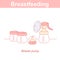 Breastfeeding accessories. Hand breast pump and container for milk.