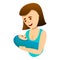 Breastfeeding icon, cartoon style