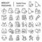 Breastfeeding line icon set, women health symbols set collection or vector sketches. Baby care signs set for computer