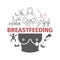 Breastfeeding line icons set. lactating mother infographic. Vector signs for web graphics.