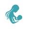 Breastfeeding logo design with woman silhouette feeding newborn baby