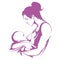 Breastfeeding mother, baby feeding breast milk, breastfeeding logo