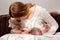Breastfeeding twin babies with device for feeding