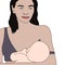 Breastfeeding - women feeding baby colorful hand drawn vector illustration on white background for world breastfeeding week