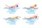 Breaststroke and Freestyle Set Vector Illustration