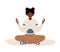 Breath awareness yoga exercise. African woman practicing belly breathing for relaxation. Meditation for body, mind and