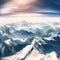 Breath-taking panoramic view of snowy European Alpine mountain range