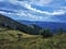 Breath-taking view over gentle hills with beautiful alps in the Vosges region