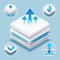 Breathable mattress layered absorbing material vector illustration