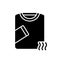 Breathable, thermal or compression underwear. Silhouette icon of long sleeve t shirt with air waves. Black illustration of clothes