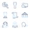 Breathing exercise, Search flight and Beer glass icons set. Bitcoin system, Carousels and Winner signs. Vector